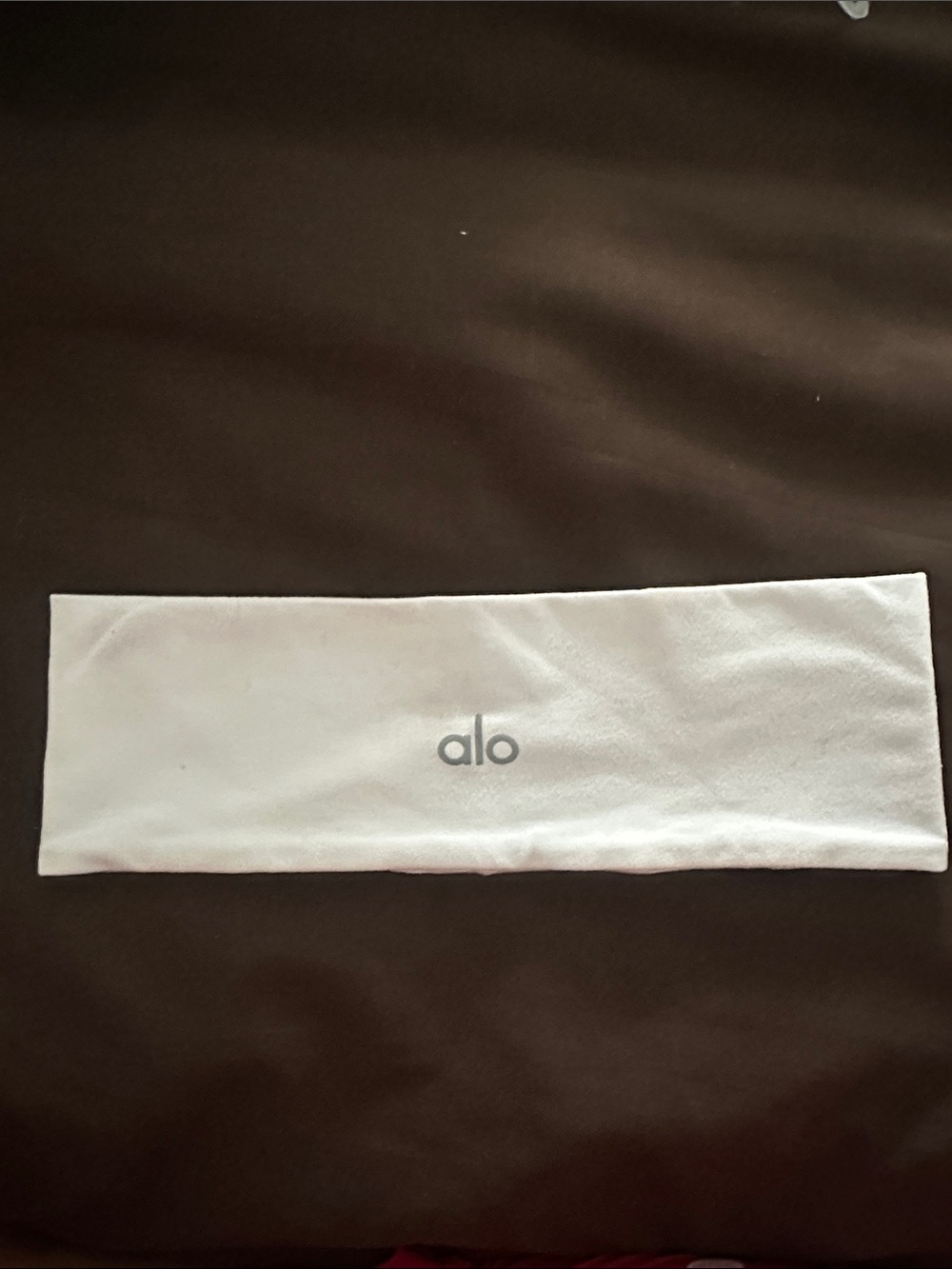ALO Yoga White Stretch Headband with Silver Logo